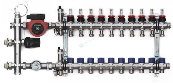 4/21 ATA inox verdeler 4/4 10 uitgangen 3/4EK m.pomp Avansa. Soon op stock.
